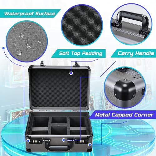 Graded Card Storage Box, Trading Cards Case Storage, Toploader Card Storage Cases for Sports Cards Storage, Baseball Cards Case for 99+ Slabs or 350+ Toploaders, Metal Grey - color: Metal Grey