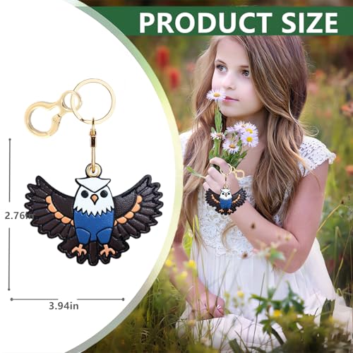 BORKUANA PU Leather Keychain holder Protective Case Compatible with AirTag - color: Owl Blue