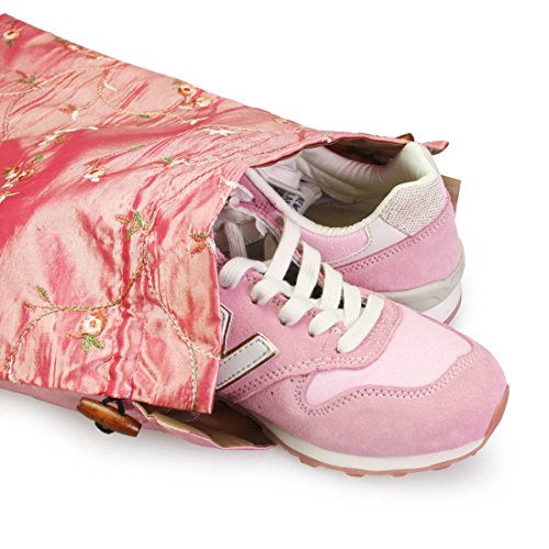 kilofly Embroidered Silk Jacquard Travel Bag, Lingerie & Shoes, Value Set of 2 - color: set2 D