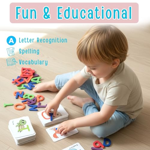 Alphabet Flash Cards for Kids Ages 3-8 – Number and Letter Flash Cards – Montessori Alphabet Puzzle & Matching Game – Letter Recognition for Kindergarten & Preschool Learning