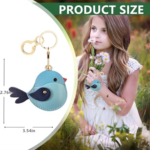 BORKUANA PU Leather Keychain holder Protective Case Compatible with AirTag - color: Bird E