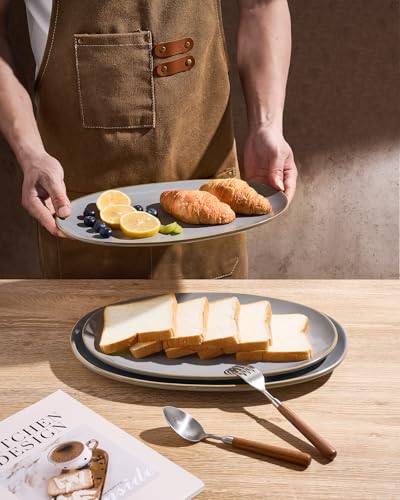 famiware Serving Platters Set of 3 Sizes - Oval, Dark Grey - color: Dark Gray