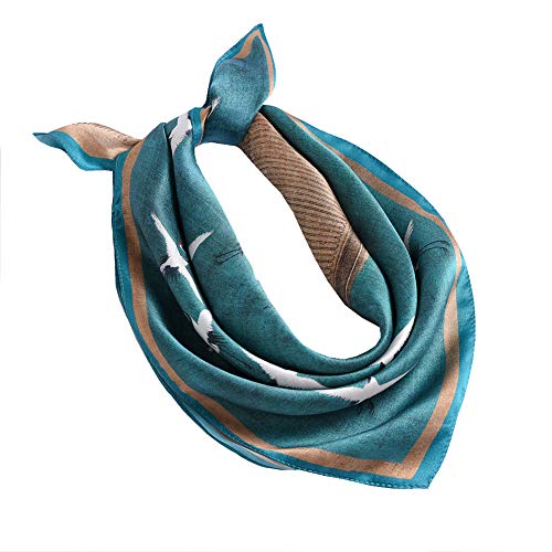 ANDANTINO 100% Mulberry Silk Scarf -21” Square Neckerchief with Gift Packed - color: Crane
