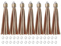 4.3'' Metallic Gold Leather Tassels 12Pcs with Silver Caps - color: Metalic Gold