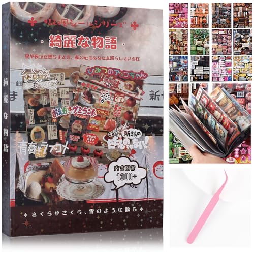 Tmtains 45 Sheets Japanese Manga Style Sticker Book 1300Pcs Heisei Retro Romantic Memory Series Manga Books Style Korean Sticker Aesthetic Japanese Stickers Book for Adults Valentine Gift (Nice Story) - color: Aj-grey