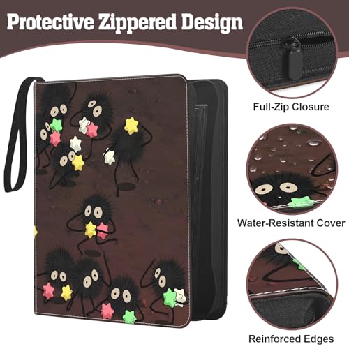 Top Loader Binder, 9-Pocket Trading Card Album, Holds 360 Top Loaders - color: Brown Star Fuzzball