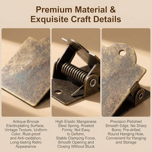 2Pcs 4.5x4x2.2cm Antique Bronze Vintage Journal Clips, Metal Notebook Page Holders, Decorative Organizer for Planners, Documents, Books and Reading Accessories