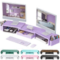 gianotter Dual Monitor Stand Riser With Drawer and 2 Pen Holders - color: Purple