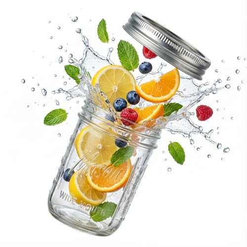 WELLIFE 6-Pack Mason Jars 16 oz with Lids – Wide Mouth Glass mason jars, Airtight Leak-Proof canning jars 16 oz for Food Storage, Fermenting, Pickling, Freezing, and Crafts - color: Clear Mason Jars 16oz-6Pcs
