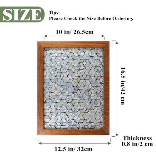 42x32CM Rectangle Mother of Pearl Mosaic Inlay Wood Border Serving Tray - color: Dazzling Mosaic