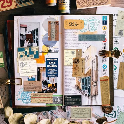 PRSTINCOL 100Pcs Vintage Sticker Pack - Scrapbooking Supplies & Junk Journal Accessories - Aesthetic Stickers for Water Bottles, Craft Kits, Bullet Journals - Retro Design - style: Letter_raft