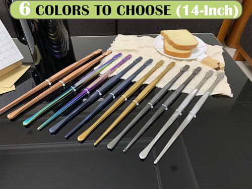 JETKONG 2 Pcs 14-Inch Kitchen Tweezers Extra Long Cooking Tweezer Tongs Stainless Steel Long Food Tweezers (Rose Gold) - color: Rose Gold, size: 14+14 Inch