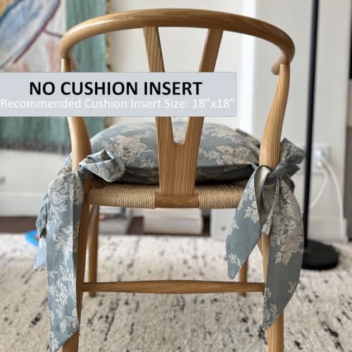 Korean Made Chair Pad Slipcover, 1 Cover, 17.5"x17.5" Chair Cushion Cover Ties with Ruffle Farmhouse Decor Covers Only, Gift for Mom (Mint Floral) Stocking Stuffer - color: Mint
