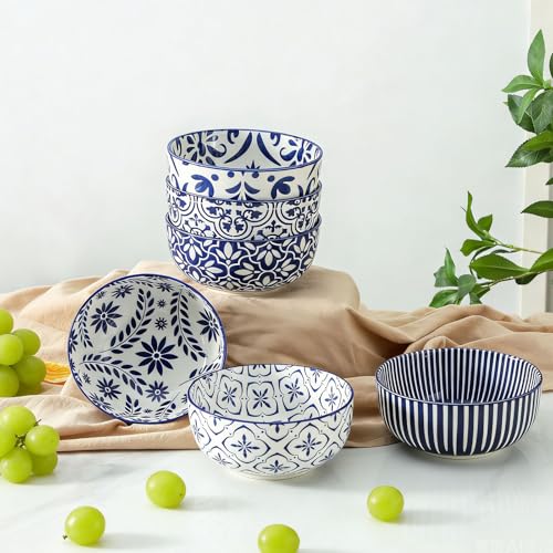 Soup Bowls, 28 Ounce Ceramic Cereal Bowls Set of 6 - color: Assorted Mix