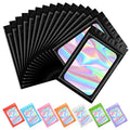 Funfery 100pcs Black Mylar Holographic Bags-Resealable Zipper&Clear Window - color: Black, size: 3.9 x 7.1 Inch