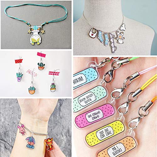 Benvo 157 Pcs Heat Shrink Plastic Sheet Kit Shrinky Art Film Paper 20 Pcs with 135 Pcs Keychains Accessory Ear Hooks Chain Beads Lobster Clasps and Hole Punch, Tweezer for Creative DIY Handmade Craft - size: 157 PCS A5 Shrink Paper with Accessory