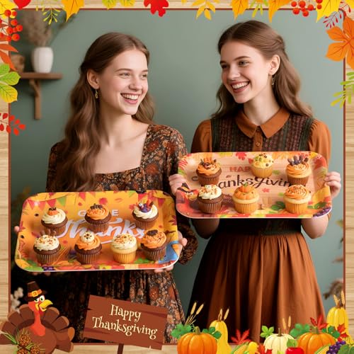 Vesici 4 Pack Thanksgiving Serving Trays, 13x10 Inch Melamine Platters - style: Thanksgiving