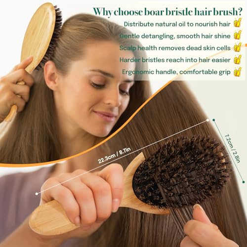 Sofmild Hair Brush Set with Bamboo Detangling Brush and Boar Bristle Brush - color: Black White