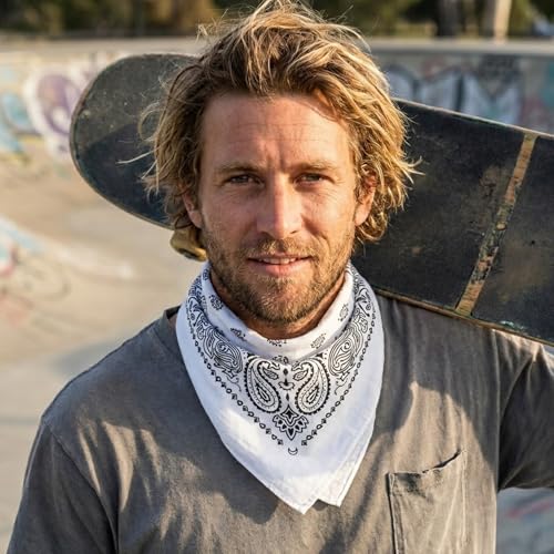 The Peacock Crew Premium Soft Cotton Bandanas Pack for Men and Women Paisley 22 x 22 inches - color: Pack of 10 Pure White