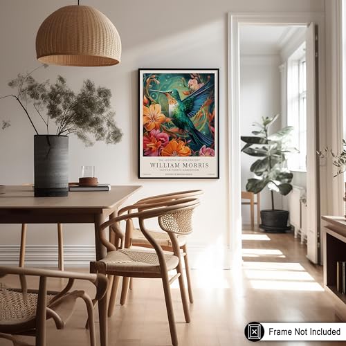 Poster Master William Morris Poster - Hummingbird Print - Flower Art - Botanical Art - Exhibition Artwork - Animal Piece - Floral Illustration - Farmhouse Creation - Colorful Bedroom Wall Decor - 11x14 UNFRAMED Wall Print - color: Style-02, size: 11"L x 1
