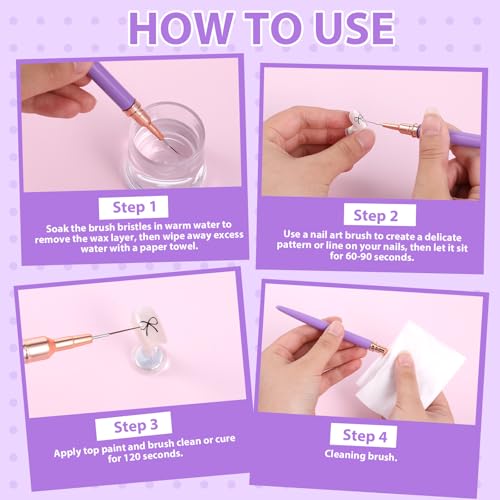 5PCS Nail Liner Brushes, Metallic Nail Art Brushes Set, Superfine Liner Brush Kit for Gel Polish, Detail Painting and Drawing, Professional Nails Salon Tools