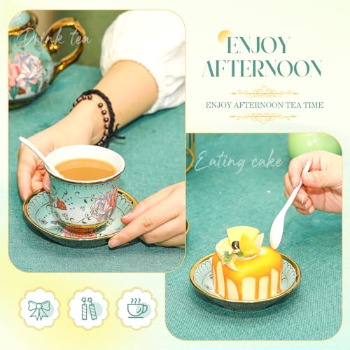 20 Pcs Adult Tea Party Set Porcelain with Metal Holder, Modern - style: Modern