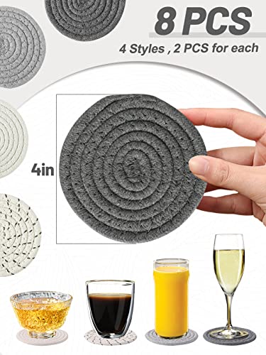 ANPHSIN Handmade Woven Drink Coasters, 8 Pcs Boho Absorbent Coasters