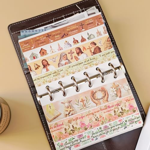 Christian Washi Tape 16 Rolls Aesthetic Decorative Cute Scrapbook Tape - color: Brown Christ