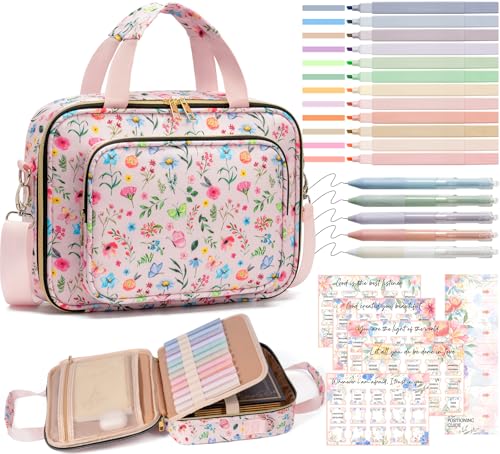 Bible Cover Case for Women, Large Bible Bag w/Study Supplies Journaling Kit