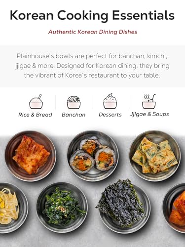 Korean Stainless Steel Rice Serving Bowls with Covers, Set of 4, Keep Your Food Hot & Cold, Long-Lasting Durability, Traditional Kitchenware for Home & Restaurants, Made in Korea