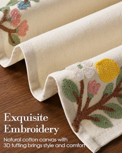 Embroidered Placemats Set of 6-13"x 18" 6PCS Embroidered Rustic Washable Fabric Place Mats Farmhouse Boho Dining Table Mats Dinner Placemats, Lemon Bird - color: Lemon Bird