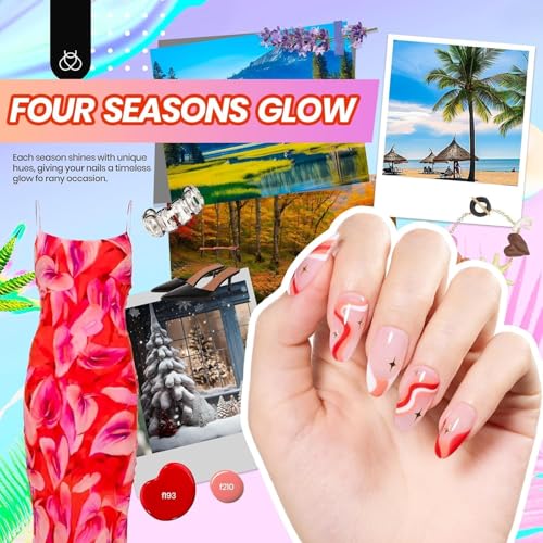 Beetles 32 Colors Gel Nail Kit with U V Light -54 Pcs Gel Polish Kit - color: C-Four Seasons Glow