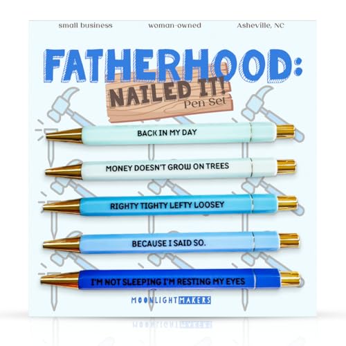 Moonlight Makers Ballpoint Pens, Fatherhood Gift - Black Ink Set of 5 - color: Fatherhood