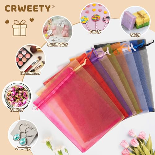 Crweety 50 Pcs Organza Bags 3x4, Black Small Mesh Gift Bags Drawstring Bulk - color: Black