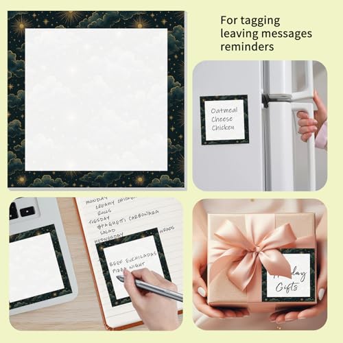 Cute Sticky Notes 3 x 3 in, 2 Pack Self Stick Note Pads with Fun Patterns, Strong Adhesive Memo Pads for Office School Home, 80 Sheets per Pad Starry Sky Clouds - color: Starry Sky Clouds