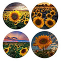 Sunflower Round Coaster Set - Made of Recycled Rubber - Set of 4 - color: Sunflower