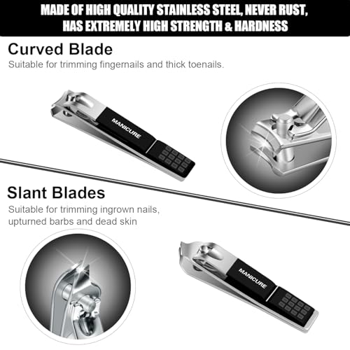 Manicure Set Professional Nail Clippers Pedicure Kit,16 pcs Stainless Steel - color: Black