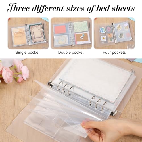 2 Pcs A5 Sticker Storage Album, Reusable Sticker Organizer Binder, A5 Photocard Holder Binder Book, Stickers Organization Collecting Book with 3 Different Sized Pockets