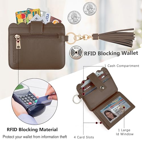 Wristlet Wallet for Women with Keychain – RFID Card Holder Small Wallet Wristlet with Key Ring - color: Cement grey, style: Classic