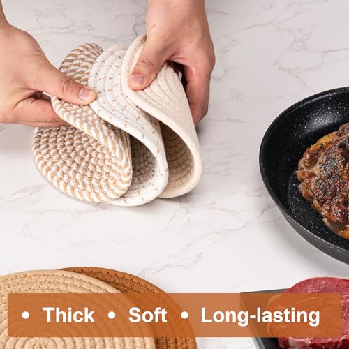7 Inch Trivets for Hot Dishes, Pot Holders for Kitchen, Hot Pads, Coasters - color: Brown