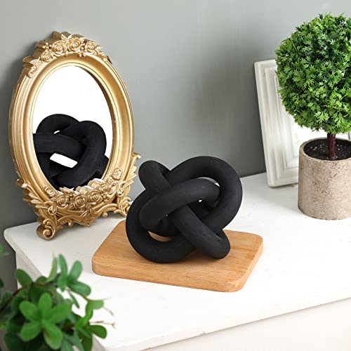 Yalikop 3 Link Wood Knot Decor Rustic Table Shelf Accents, Black - color: Black