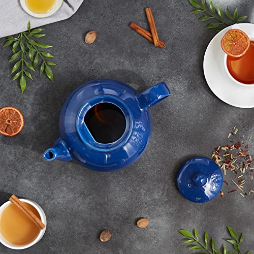 RSVP International Stoneware Teapot Collection, Microwave and Dishwasher Safe, 42 oz, Light Blue - color: Light Blue, size: 42 oz