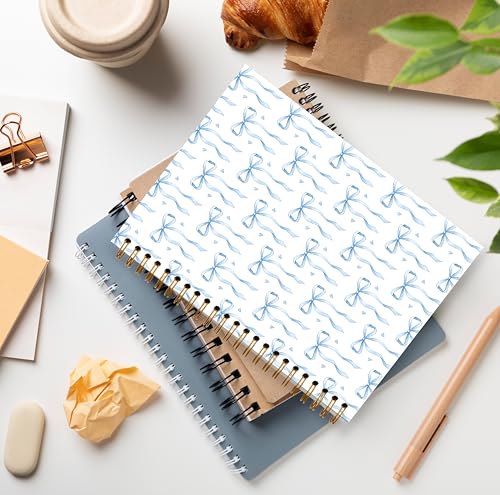GDJIEGBC Coquette Blue Ribbon Bow Notebook 5.5x8.3in - color: Color-F