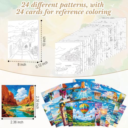 Sherr 24 Pcs Pre Drawn Canvas for Adult, Beach,Scenery, 8 x 10 Inch - size: 8 x 10 Inch, style: Beach,Scenery