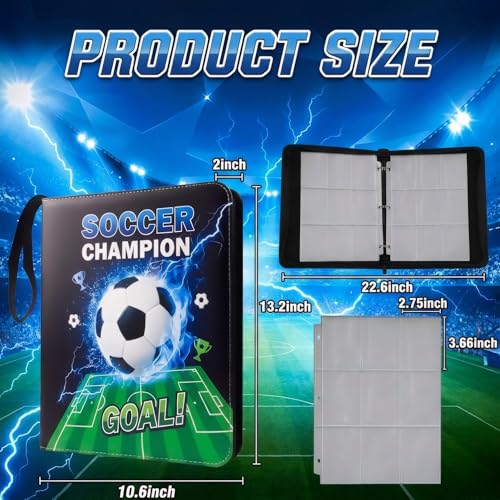 Card Binder 9 Pocket, Soccer, 900 Cards, PU Leather - color: Soccer