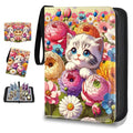 4 Pocket Trading Card Binder, Holds 400 Cards, 3-Ring Binder - color: Beautiful flowers and cats