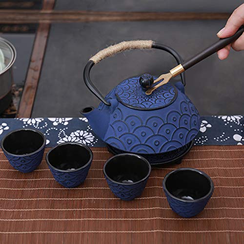 Japanese Style Cast Iron Teapot Set Tetsubin Kettle with Infuser - color: Fish Scale