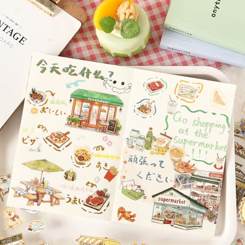 Snacks Series Sticker Scrapbooking Supplies for Junk Journal, 20 Sheets PET Stickers - color: Snacks Series