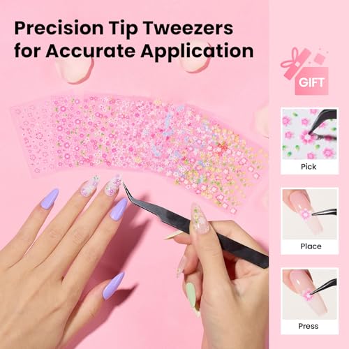 Beetles Nail Art Stickers 30 Sheets 3D Flower Nail Stickers Color Heart - color: G-Multicolor-30