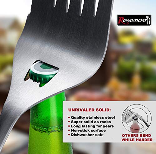 ROMANTICIST 4pcs Heavy Duty Grill Accessories for Top Chef - Professional Grill Tool Set & Basic BBQ Tools for Backyard Restaurant Outdoor Kitchen - Deluxe Grill Gift for Dad on Father’s Day Christmas - color: silvery